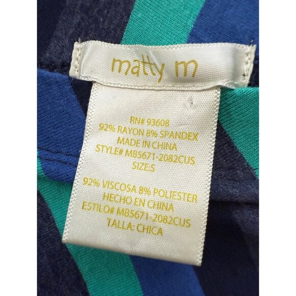 Matty M Maxi Skirt Womens Size Small Blue Green Striped Pull On Stretchy - Picture 3 of 3